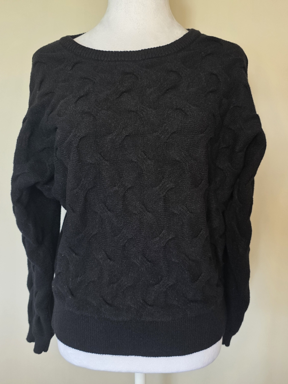 Philosophy Republic Clothing Black Textured Wave Knit Sweater L/G